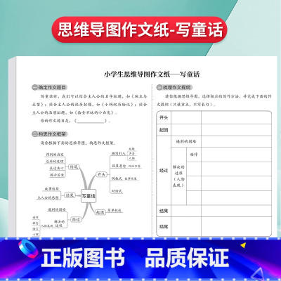[写童话]思维导图作文纸16张[472格] [正版]思维导图作文纸400格9-12岁草稿练习纸发散思维方格纸写人写事写动