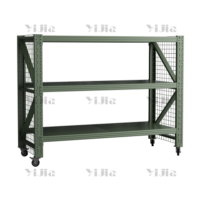 翌嘉 YJ4041217可移动货架库房置物架带轮重型货架三层后背无网2000*800*1600mm/500kg