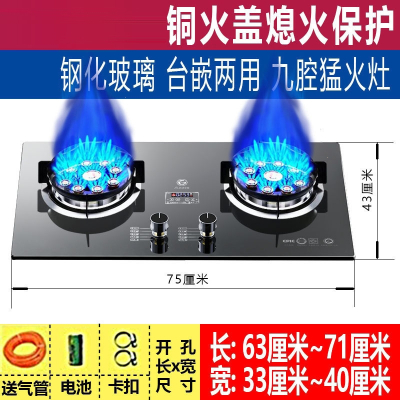 纳丽雅(Naliya)燃气灶双灶天然气家用液化气煤气灶嵌入式定时猛火_定时旗舰款双猛火玻璃熄火保护大面板