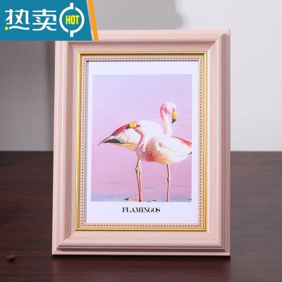 敬平复古怀旧相框摆台6六7七8八10寸5创意简约A4寸12加洗照片框架挂墙 复古粉 8寸[可放15.2*20.3cm]横