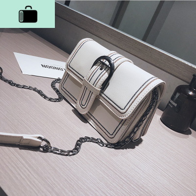 包包女包2020新款潮链条单肩斜挎包韩版百搭简约小挎包森系小方包NEW LAKE 白色女斜挎包