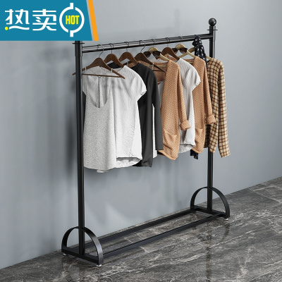 敬平衣架落地卧室网红室内衣帽架阳台晒衣服架子家用简易挂衣架晾衣杆 黑色长150高160晾晒架