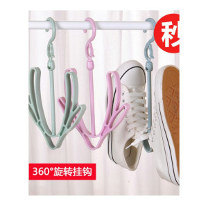 家柏饰(CORATED)晾鞋子衣架阳台晒鞋架子挂室外小型防风式凉鞋挂钩可折叠家用 随机颜色