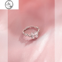 JiMis925银四叶花朵自律戒指女轻奢小众精致时尚个性开口可调指环