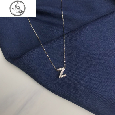 专属记忆立体镶钻26字母项链女纯银小众网红简约气质锁骨链 JiMi