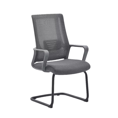 迅迈 灰框+灰色 办公椅 弓形椅 会议椅 会客椅 培训椅 麻将椅 钢架椅网布舒适电脑椅500*530*1030mm