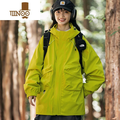 YANXU冲锋衣外套男女同款2023新款防风防水青少年港风连帽夹克