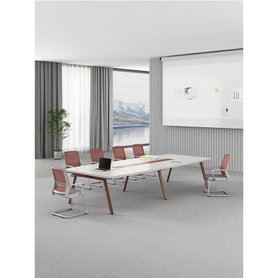 小窝厘 会议室桌椅简约时尚会议桌长桌300*宽120CM+10张椅子 含安装