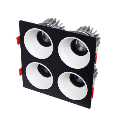 LED射灯 防眩光 嵌入式 黑架+白杯-四头15W*4白光