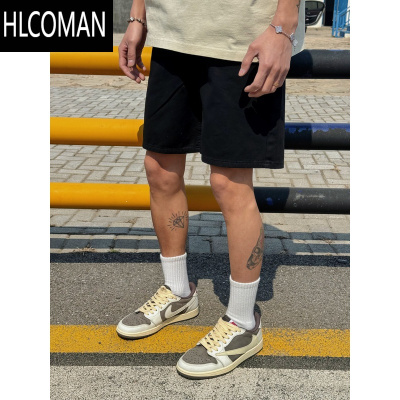 HLCOMAN美式复古休闲夏百搭显瘦直筒五分裤男女cleanfit牛仔短裤