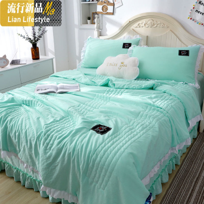 韩版棉天丝夏凉被空调被花边水洗棉夏被三四件套单双人 三维工匠被子