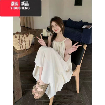 YIBUSHENG温柔系法式初恋茶歇吊带裙女天新款宽松遮肉显瘦绝美气质连衣裙