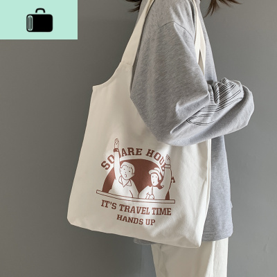 女儿国国王的店帆布包女单肩ins森系日韩版学生大容量背心款布袋NEW LAKE女士单肩包