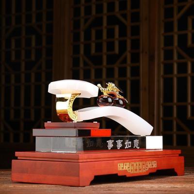 美帮汇琉璃玉如意玉石摆件客厅电视柜酒柜博古架装饰品乔迁新居礼品