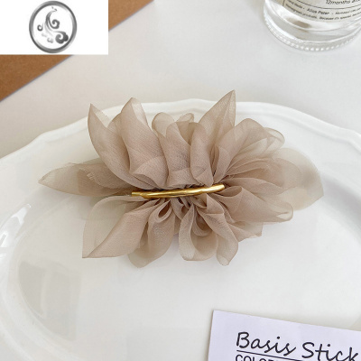 JiMi超仙气质雪纺发夹女夏季后脑勺马尾夹子头饰高级感简约弹簧夹发卡