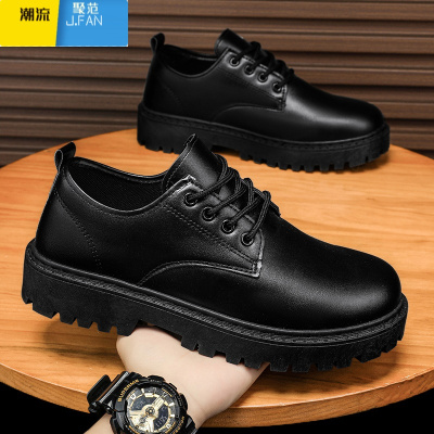 聚范皮鞋男款夏季2024新款商务休闲英伦风男士大头潮鞋马丁靴男鞋圆头