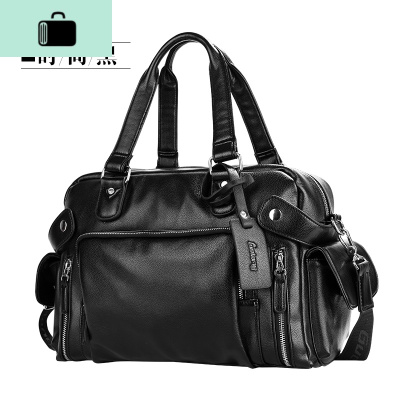 男士包包单肩斜挎包时尚潮流手提包男包韩版休闲旅行电脑皮包NEW LAKE 时尚黑