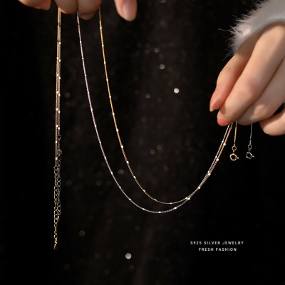 S925纯银项链女链条雪花锁骨链时尚简约气质高级感秋冬穿搭配饰送女朋友老婆情人节七夕生日礼物