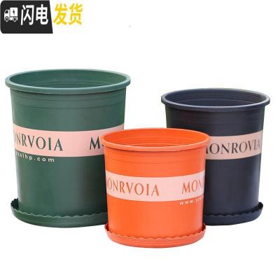 三维工匠经典加仑花盆特大号绿萝盆栽加厚小花盆阳台月季玫瑰树脂塑料花盆 绿色 不含托盘花盆容器