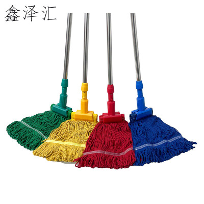 棉线拖把可拆卸吸水拖把蜡拖商用保洁夹式墩布四色棉线拖把 黄色