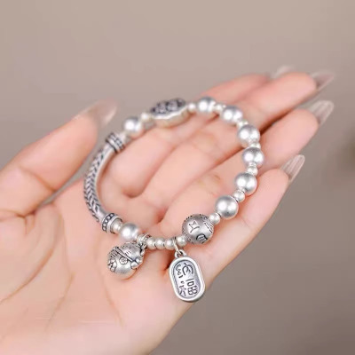 2025招财猫六字真言古法转运珠手串手链女情绪稳定新中式半镯半链送女朋友老婆情人节七夕生日礼物