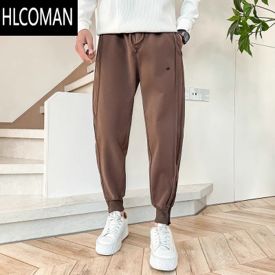 HLCOMAN潮牌高级感卫裤男潮牌男裤束脚裤2024新款男款九分潮休闲裤子