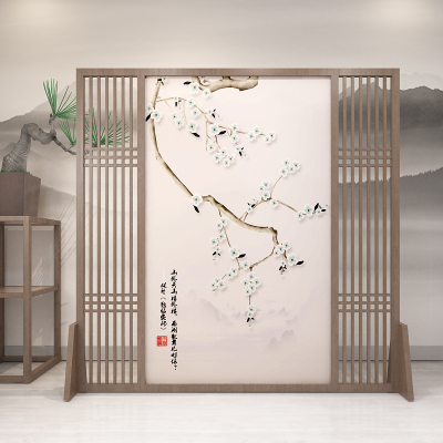 中式屏风隔断墙客厅玄关办公室酒店茶室装饰遮挡实木格栅定制座屏 C8胡桃木180*180CM 整装