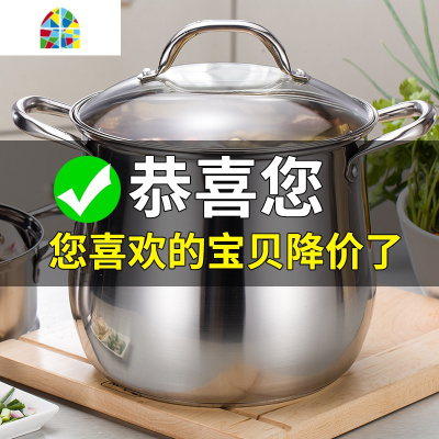高汤锅家用燃气304不锈钢复底锅具电磁炉煲炖锅大容量厚蒸锅 FENGHOU 复底22cm