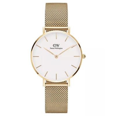 丹尼尔惠灵顿(Daniel Wellington)女士机械表黄金色不锈钢网状表带32mm白色表盘优雅时尚手表