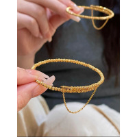 金色蹦迪珠弹力碎金子手链新款轻奢单圈记忆手镯气质百搭个性手环送女朋友老婆情人节七夕生日礼物