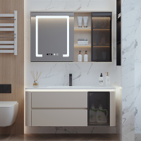 (送入户安装)汉德斯科卫浴柜智能浴室柜组合免漆实木智能镜柜一体陶瓷盆吊柜挂墙式家用卫生间洗漱台洗手池洗脸盆柜组合6488