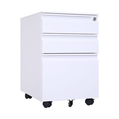 臻远 ZY-HDGB-09 钢制活动柜办公文件柜三抽储物矮柜 鹅颈款白色