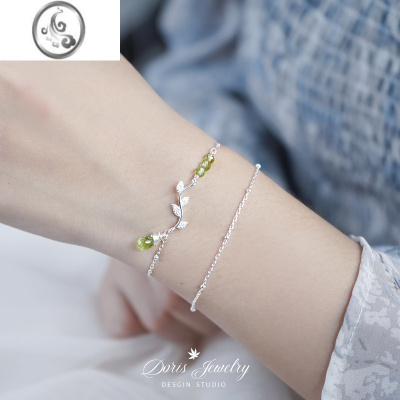 JiMiMavis绿野仙踪 原创设计橄榄石S925银手链女生双层叠戴气质仙