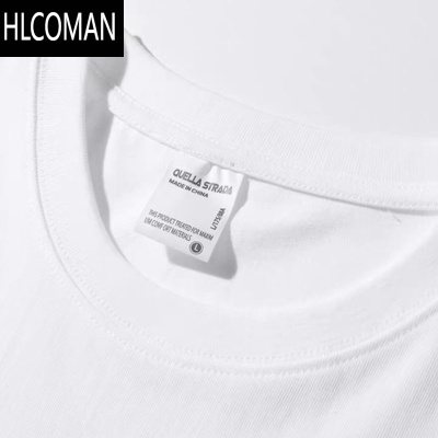 HLCOMAN600g竹节棉T恤男新疆长绒加厚短袖二本针高克重半袖