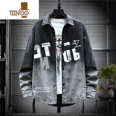 YANXU牛仔衬衫男长袖青少年男装潮流高中学生休闲衬衣男士加绒外套