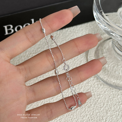 s925纯银圆珠小米粒手链女时尚极简冷淡风小众轻奢潮流设计感手饰送女朋友老婆情人节七夕生日礼物