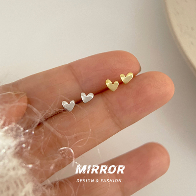 925纯银爱心耳钉女耳环耳饰小众设计养耳洞睡觉不用摘学生送女朋友老婆情人节七夕生日礼物