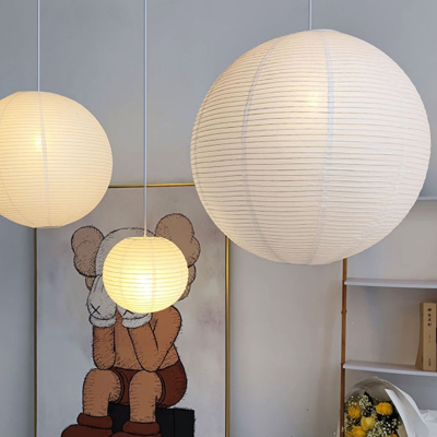 古达侘寂风圆球日式复古纸灯球形卧室餐厅服装店宣纸民宿非野口勇吊灯