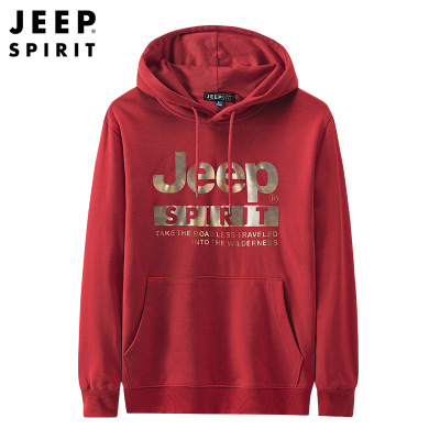 JEEP SPIRIT吉普连帽卫衣男2022秋冬季新款宽松百搭长袖外套运动上衣