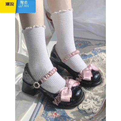聚范[小甜芙]圆头可爱蝴蝶结女鞋lolita大头娃娃鞋四时花单鞋