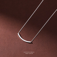 s925纯银项链简约时尚日韩方形管链女款冷淡风锁骨链项饰轻奢百搭送女朋友老婆情人节七夕生日礼物