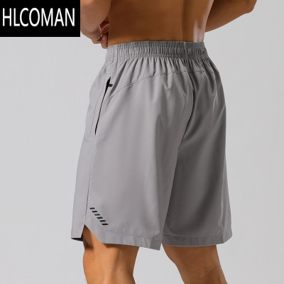 HLCOMAN新款梭织四面弹运动拉链短裤男跑步健身五分裤透气速干宽松训练裤
