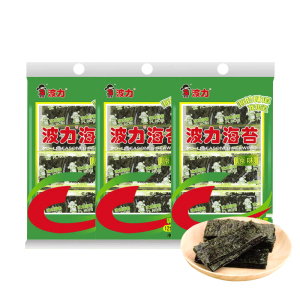 波力海苔原味11.2g*3袋 即食海苔高蛋白 大片寿司即食紫菜儿童零食