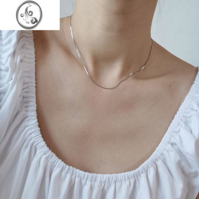 JiMi925银极细项链0.8MM八角链超闪蛇骨链女式欧美颈链锁骨链叠戴镀金
