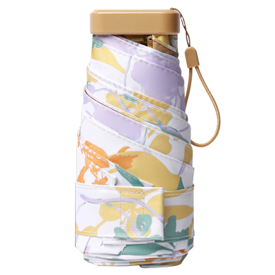 手动扁六折金色铝合金 彩胶布 金色手柄YF-W2023003晴雨两用伞