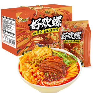 好欢螺螺蛳粉麻辣素毛肚375g*6袋礼盒装柳州螺狮粉方便米线酸辣粉