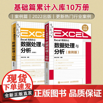 Excel数据处理与分析:基础篇+案例篇 Excel教程书籍wps函数公式大全与数据处理分析高效办公自动化应用软件计算机