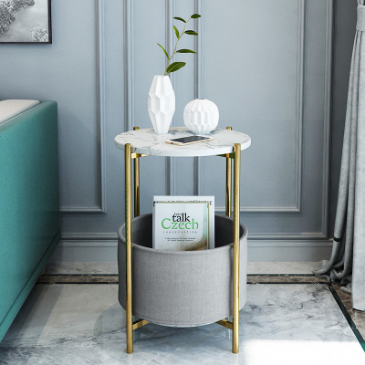 北欧轻奢大理石边几圆形角几简约后现代客厅沙发小茶几迷你床头桌