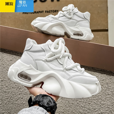 聚范男鞋夏季透气潮牌高级感百搭休闲跑步运动厚底内增高小白老爹潮鞋