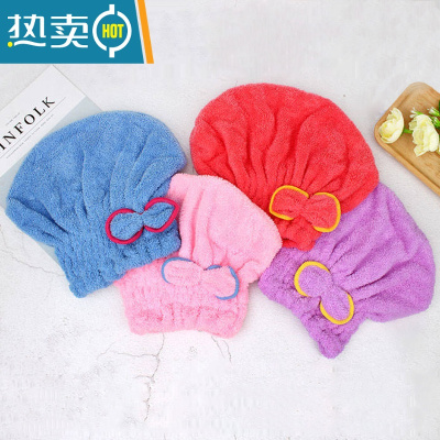 敬平强吸水干发帽女干发器擦头发速干长发毛巾加厚包头巾的洗头浴帽 粉色+紫色+沐浴球[3件装]